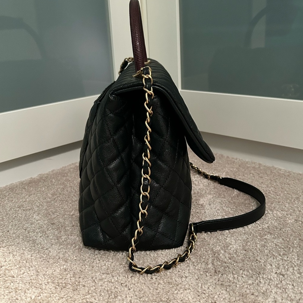 CHANEL CAVIAR MEDIUM COCO TOP HANDLE BAG BLACK✨ AUTHENTIC - Picture 2 of 16